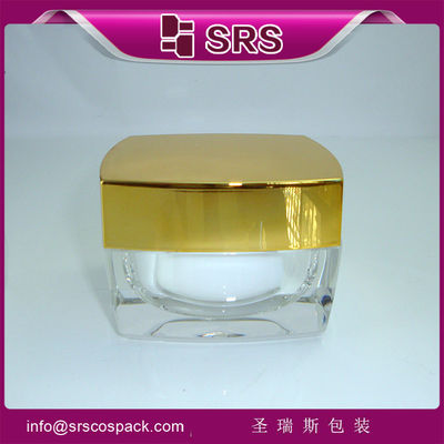 acheter SRS Chine fournisseur de fanshion gloden vide acrylique carré récipient de crème cosmétique en gros online manufacture