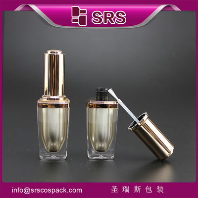 acheter SRS en gros de luxe vide carré 8 ml bouteille de vernis à ongles en plastique avec bouchon de pinceau doré online manufacture