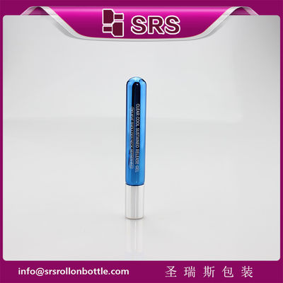 acheter 10 ml de rouleau de verre métallisé bleu sur bouteille avec boule métallique et capuchon en aluminium argenté pour le sérum oculaire, huile essentielle online manufacture