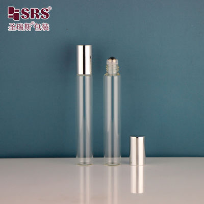 acheter 15 mm de diamètre tube tube verre 10 ml rouleau en acier inoxydable en bouteille avec un bouchon en aluminium métallique brillant pour les huiles essentielles emballage de parfums vides online manufacture