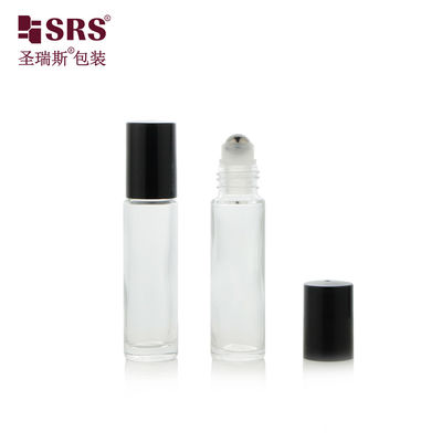 acheter Whosale emballage de parfum 10 ml rouleau de bille en verre transparent sur bouteille Test sous vide 100% sans fuite Applicateur de tête en acier massage pour les huiles essentielles de soins de la peau online manufacture