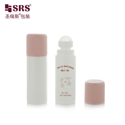 acheter RPPD1-90ML Round White Bottle With Colored Ribbed CRC Cap Double Wall High End Roll On Bottle online manufacture