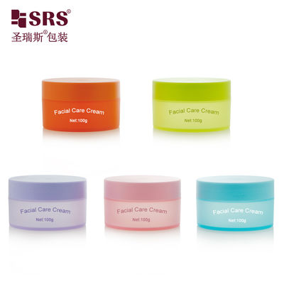 acheter SRSQ 100g PP PCR Injection Custom Color Matte In Mold Plastic Cream Jar Container For Facial Cream online manufacture