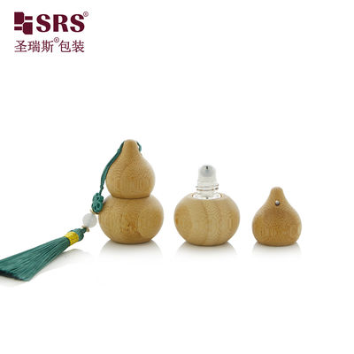 acheter Bouteille à bouteille à rouleaux intérieure en verre de bambou en forme de mini-gourde pour l'huile de parfum online manufacture