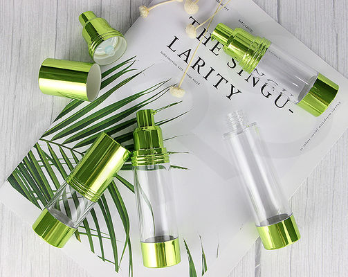 acheter 15 ml 30 ml 40 ml 50 ml 80 ml 100 ml 120 ml bouteille sans air en plastique SAN métallisée verte online manufacture