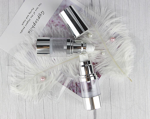 acheter A0230 bouteille de pompe transparente en plastique argentée en aluminium, épaule cosmétique, transparente et sans air online manufacture