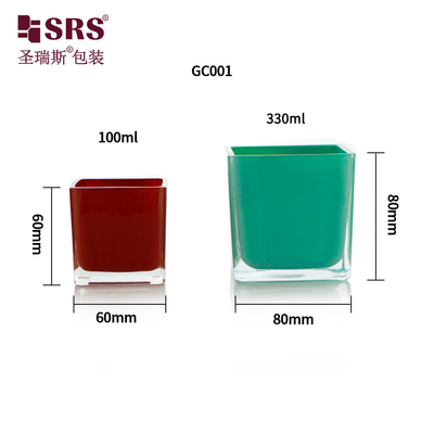 Vase de bougie en verre carré coloré