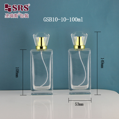 Bouteilles de forme carrée avec un design unique Caps de parfum de brouillard Spray Bouteille de verre 100ml