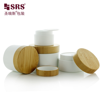 50g 100g 150g 250g Pot en plastique en PP mat congelé avec bonnet en bambou