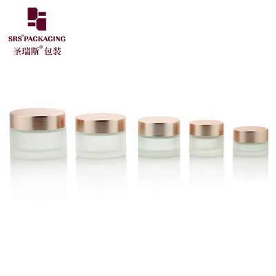 3g 5g 10g 15g 20g 25g Bouteilles glacées ronds claires avec un bouchon en or rose pour crème faciale Bouteille en verre 10ml