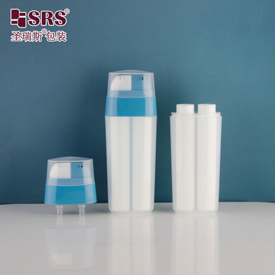 30 ml Double tube PP PCR Lotion recyclée sérum gel soins de la peau bouteille cosmétique sans air 20 ml