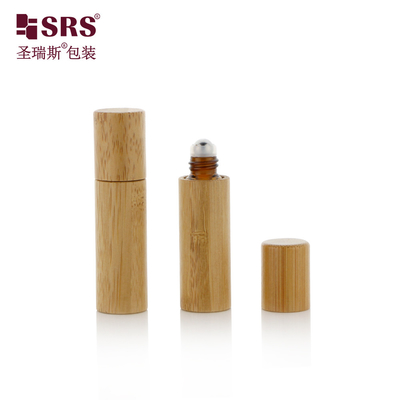 Bouteille intérieure vierge d' ambre de 5 ml Roloir d' huile essentielle de parfum de verre de bambou Contenant cosmétique