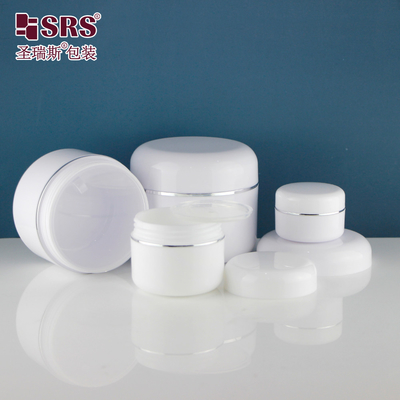 Prêt à l' expédition en stock Blanc double paroi ronde Cream cosmétique vide Blanc boîtes en plastique 50 ml