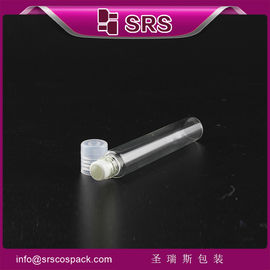 SRS en gros bouteille transparente en verre à rouleaux de 10 ml avec rouleau en acier inoxydable et capuchon en PP