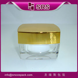 SRS Chine fournisseur de fanshion gloden vide acrylique carré récipient de crème cosmétique en gros