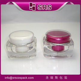 SRS fait en Chine carré acrylique cosmétique 50g crème plastique vide pot avec couvercle rond