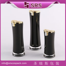 SRS Chine fournisseur de luxe vide noir produits de soins de la peau conteneur bouteille de lotion acrylique