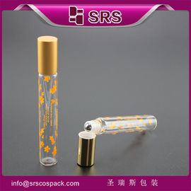 SRS transparent avec sérigraphie 10 ml rouleau de verre vide sur flacon avec couvercle brillant