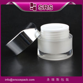 Bouteille cosmétique blanche de forme spéciale, capuchon matélicisé J093 30g 50g