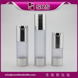 TA021 Bouteille transparente mate de 15 ml, 30 ml et 50 ml avec épaule argentée et bouteille sans air