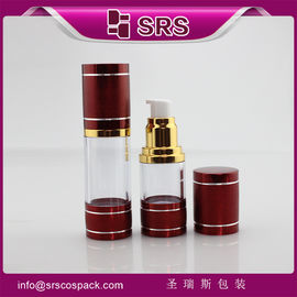 Chine fournisseur fabricant bouteille sans air en aluminium rouge pour le sérum