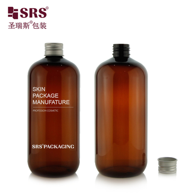 SRS toner à la forme ronde de Boston 500 ml Bouteille en plastique PCR écologique ambrée PET