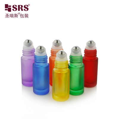 Bouteille en verre à rouleaux de luxe, peinte matte, colorée, bouteilles d'huile parfumée, rouleaux