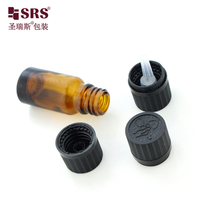 Bouteilles de verre cosmétique vides avec capuchon anti-enfants CRC Ambre 10 ml bouteille d' huile essentielle
