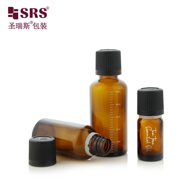 Type vis Injection Couleur noire Bouchon anti-enfants Bouteilles en verre Bouteille d' huile essentielle 50 ml