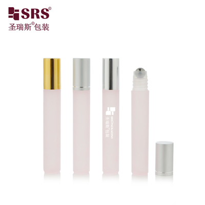 8 ml bouteille à rouleaux de gel pour les yeux en plastique en PP rose translucide semi-transparent