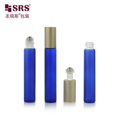 Applicateur en verre rond transparent cylindrique à bille de rouleau bouteille de parfum de 8 ml