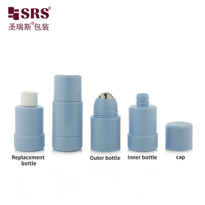 Emballage cosmétique vide Boule à rouleaux remplaçable en PP PCR 50 ml en rouleau sur bouteille