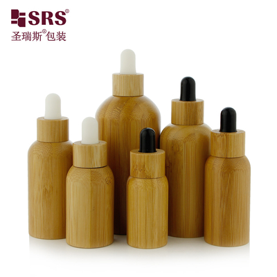 Bouteilles intérieures en verre pour l' huile essentielle Bouteille goutteuse en bambou de luxe 10 ml