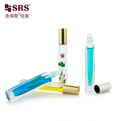 10 ml de rouleau de forme carrée sur bouteilles avec imprimante 3D Fleurs Bouteille à bille à rouleaux