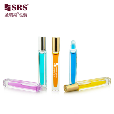 Forme carrée Bouteille transparente personnalisée Applicateur d' huile de parfum Ruloir en verre sur 10 ml