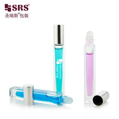 Forme carrée Bouteille transparente personnalisée Applicateur d' huile de parfum Ruloir en verre sur 10 ml