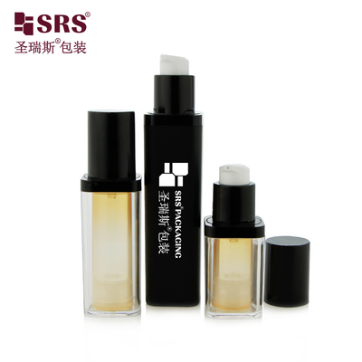 PET vide remplaceable à double paroi, forme carrée, couleur personnalisée, sérum facial, bouteille sans air 50 ml