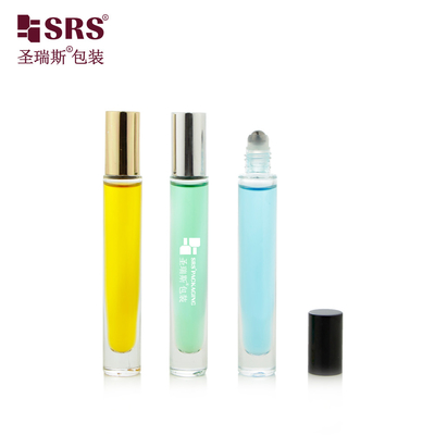 Bouteilles à rouleaux de parfums lourds en verre à paroi de 10 ml d'épaisseur avec un capuchon métallique brillant