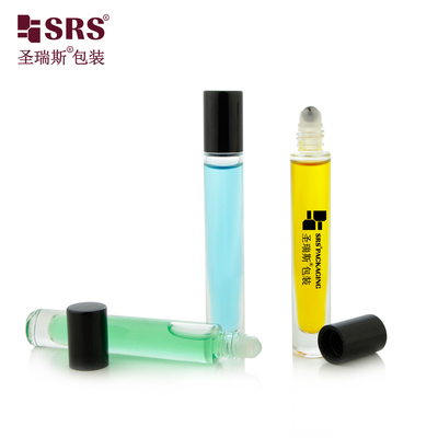 Bouteilles à rouleaux d'huile essentielle de 10 ml en verre vide, de forme ronde, de fond clair et épais, sans fuite