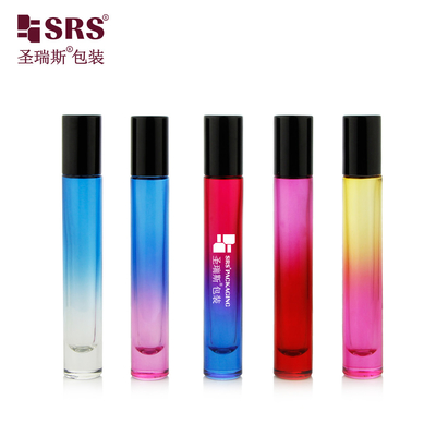 10 ml Bouteille d' huile en verre à forme ronde, fond épais, luxe vide, couleur dégradée sur mesure