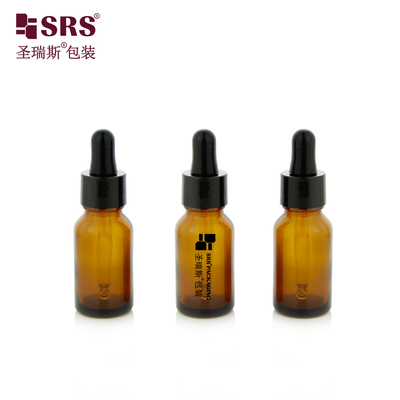 15 ml 0,5 oz Colore ambre vide Ronde paroi épaisse moule Dépôt de bouteille en verre d' huile essentielle