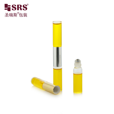 SGB2-5ml+5ml Bouteille en verre à double extrémité transparente et transparente avec boule d'acier pour parfum d'huile essentielle