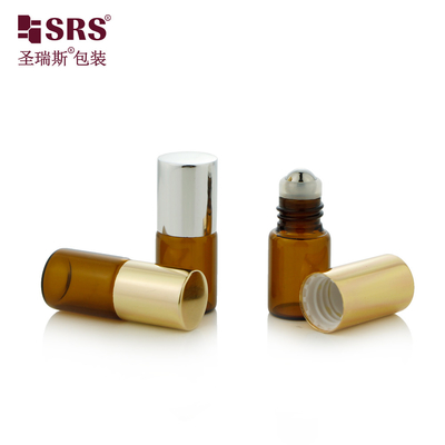Bouteille de parfum en verre cylindrique ambre de 2 ml de capacité avec échantillons en stock