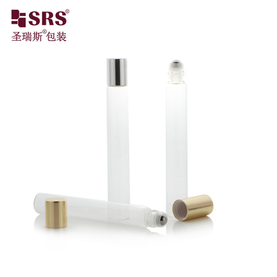 12 ml de rouleau blanc mat sur bouteille avec boule métallique et capuchon en aluminium, emballage de lotion corporelle