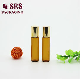 Bouteille à bille en verre ambre de luxe de 5 ml avec bille métallique pour huile essentielle