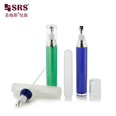 LR001-15ML Luxe personnaliser peint bleu vert blanc couleur acrylique double paroi pompe à lotion bouteille de conteneur