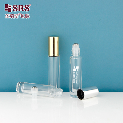 GB1-5ML Transparent Mini taille de voyage Fond épais Luxe huile essentielle en verre en rouleau sur récipient de bouteille