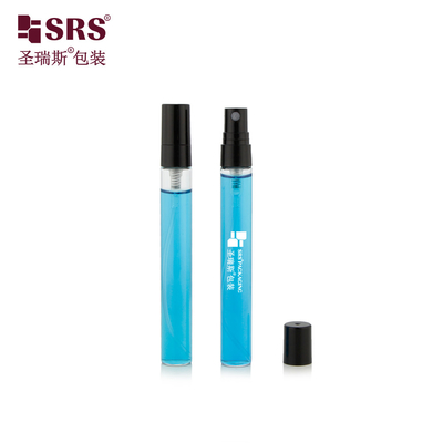 BLPP-10ML 14 mm DIA Fille de brume de poche transparente Bouteille en verre à tube avec pompe à pulvérisation en plastique noir pour parfum