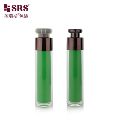 Emballage cosmétique à double paroi AS en plastique sans air 15ml 30ml 50ml décoration personnalisée couleur vide soins de la peau sérum de beauté lotion contenant une pompe à vide