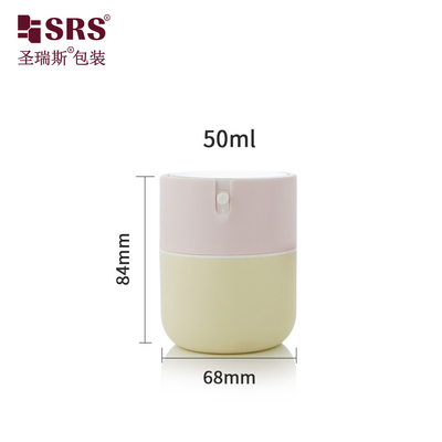 PA001 50 ml Injection mignonne Bouteille nue personnalisée avec bouchon rose Bouteille de pompe sans air de luxe pour la personnalisation de la lotion pour le visage